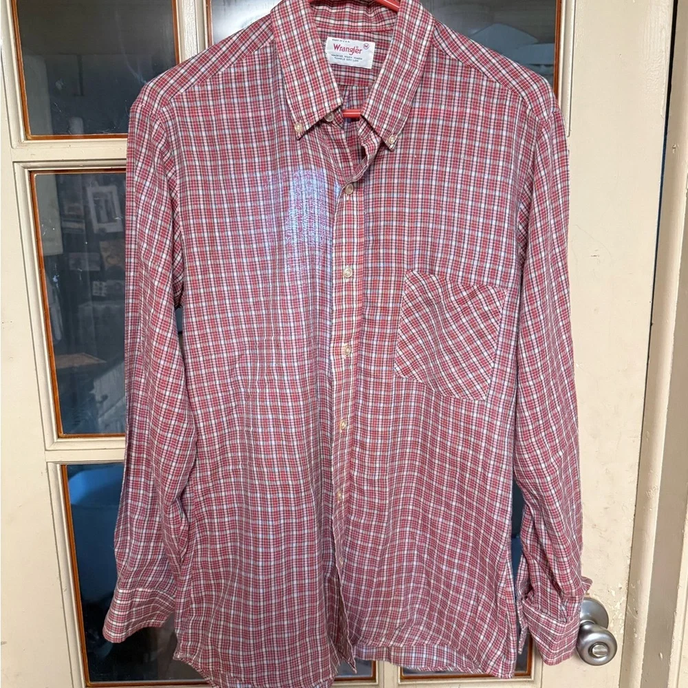 Vintage 70s/80s Wrangler Plaid Button-Down – Made in USA - Picture 2 of 8